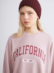 Xside Pink California Printed Oversize Women Sweatshirt Tunic