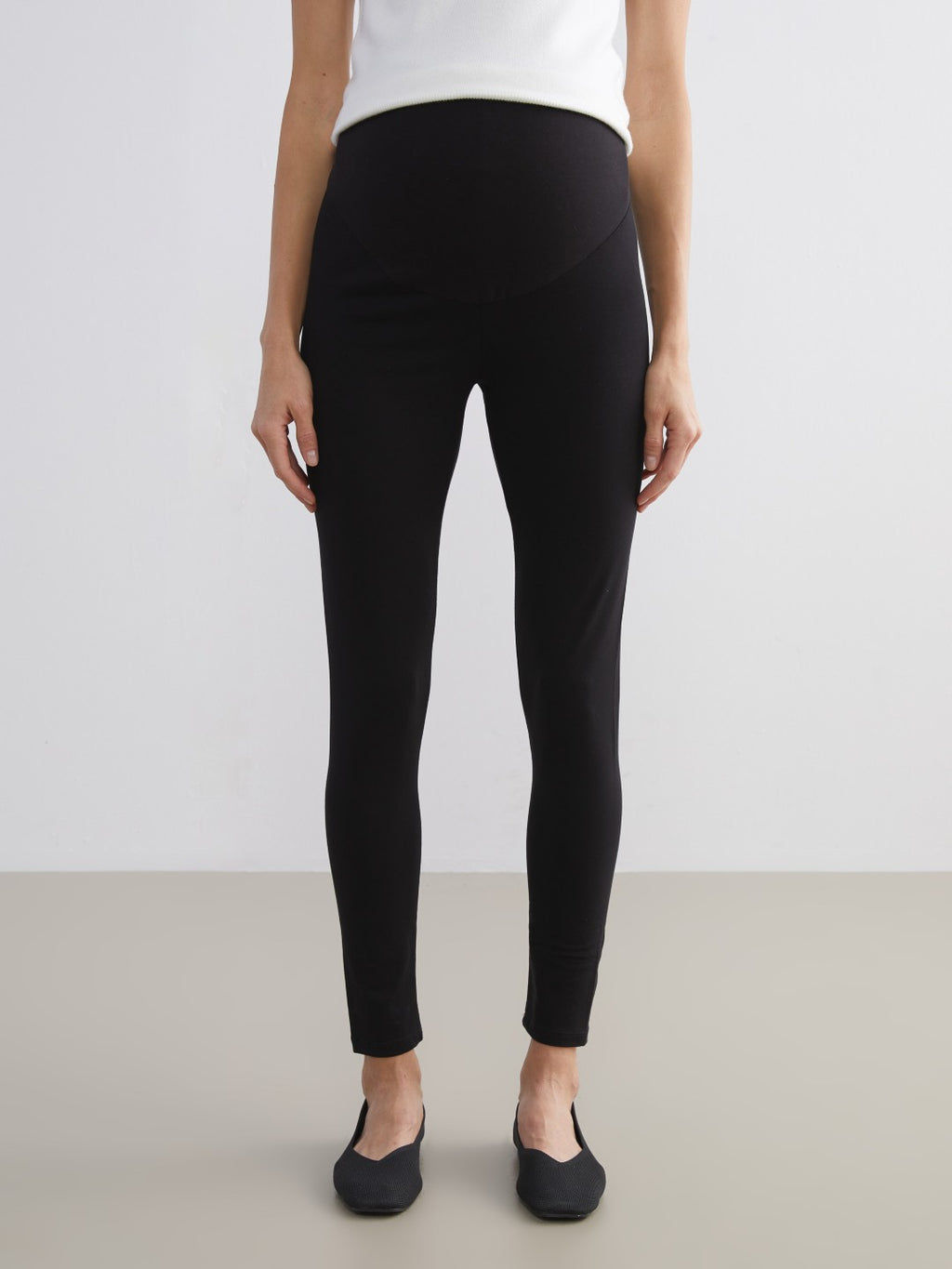 LCW Maternity Black Elastic Waistband And Abdominal Panel Maternity Leggings