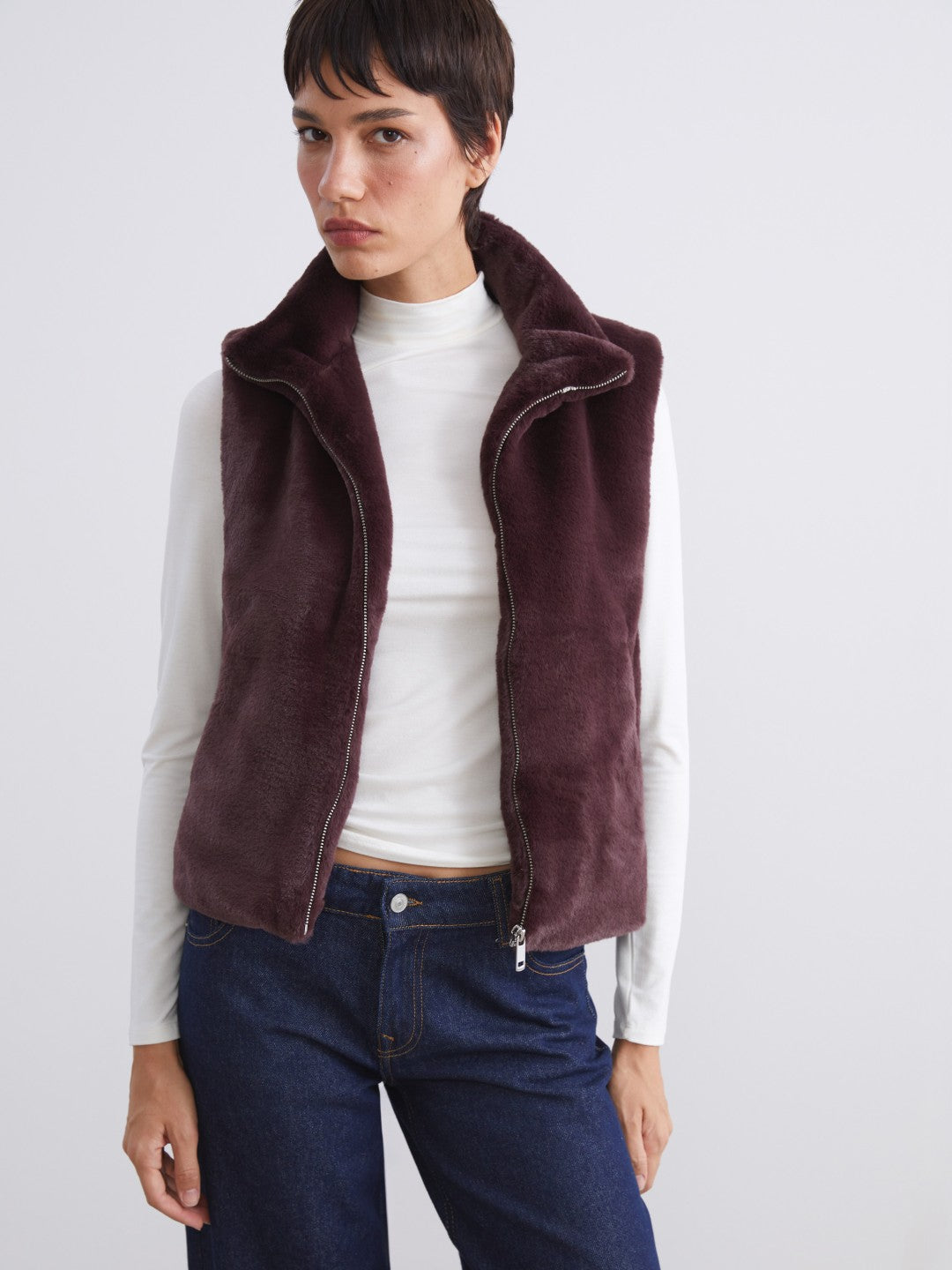 LCW Vision Stand Collar Women Fur Vest