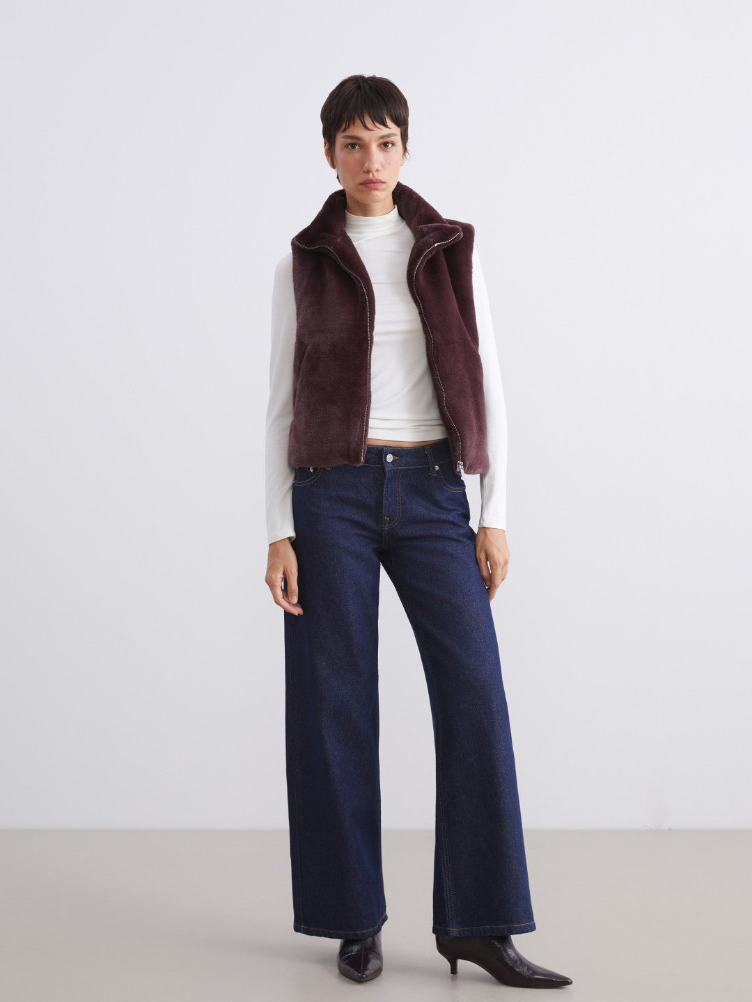 LCW Vision Stand Collar Women Fur Vest