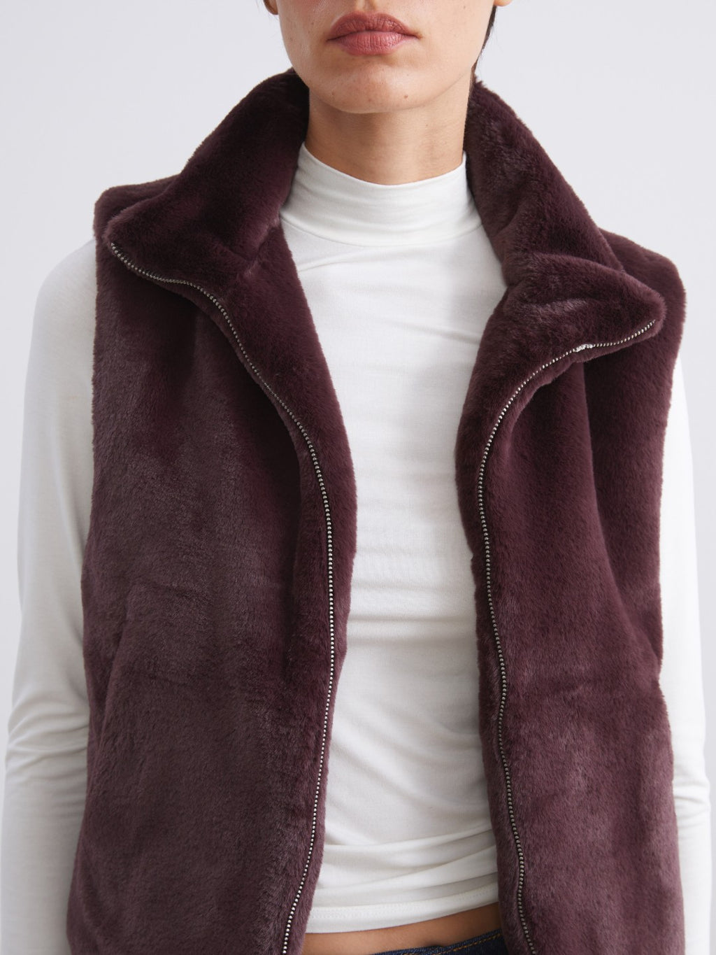 LCW Vision Stand Collar Women Fur Vest