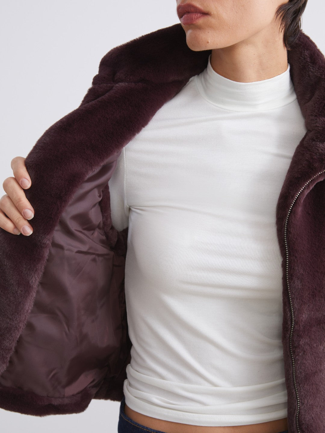 LCW Vision Stand Collar Women Fur Vest