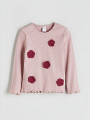 LCW Kids Pink Crew Neck Patterned Girls T-Shirt