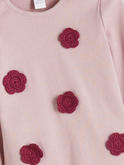 LCW Kids Pink Crew Neck Patterned Girls T-Shirt