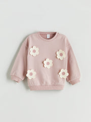 LCW Kids Pink Floral Patterned Girls Sweatshirt