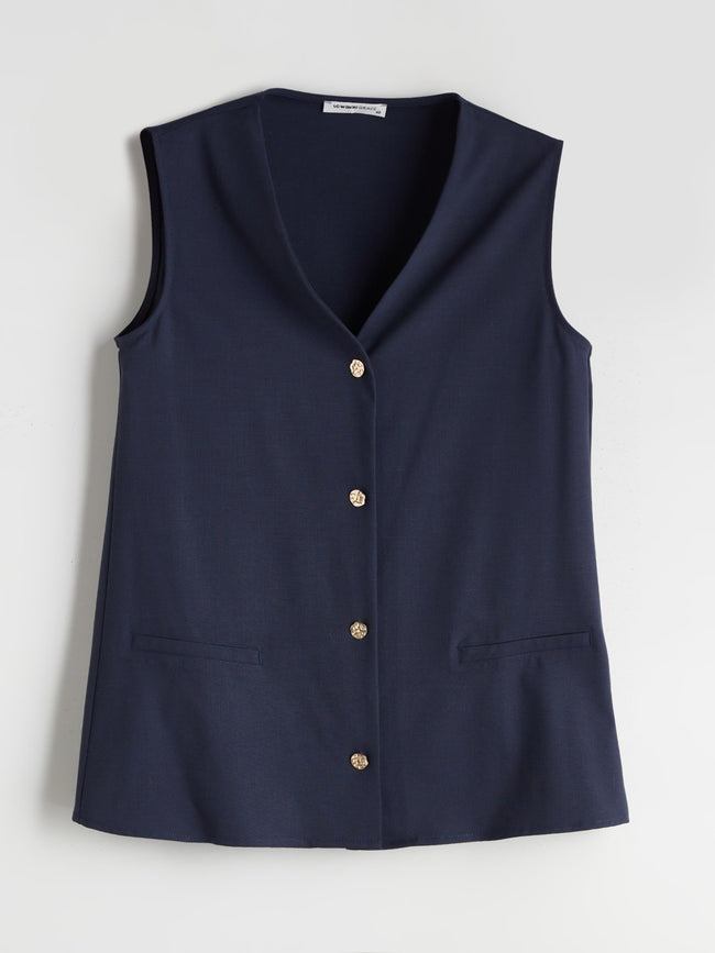 LCW Grace Indigo V-Neck Women Vest Hover Image