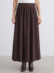 LCW Modest Navy Blue Waist Zippered Pleated Flared Skirt