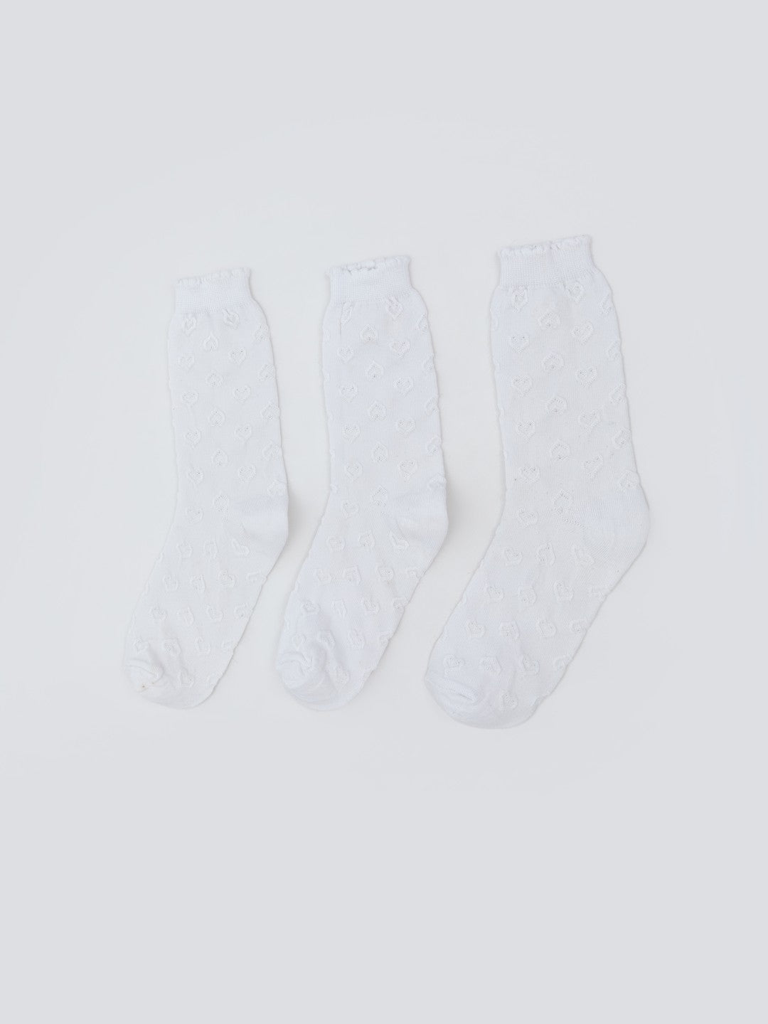 LCW Eco White Patterned Girls Ankle Socks 3-Pack