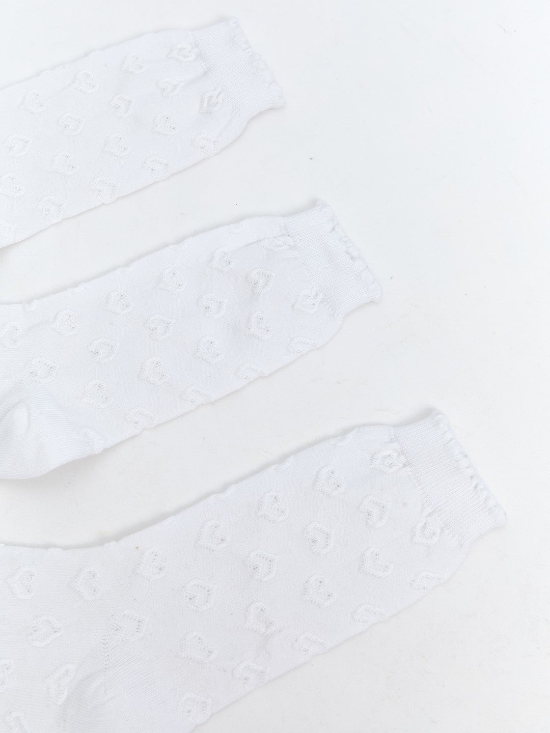 LCW Eco White Patterned Girls Ankle Socks 3-Pack