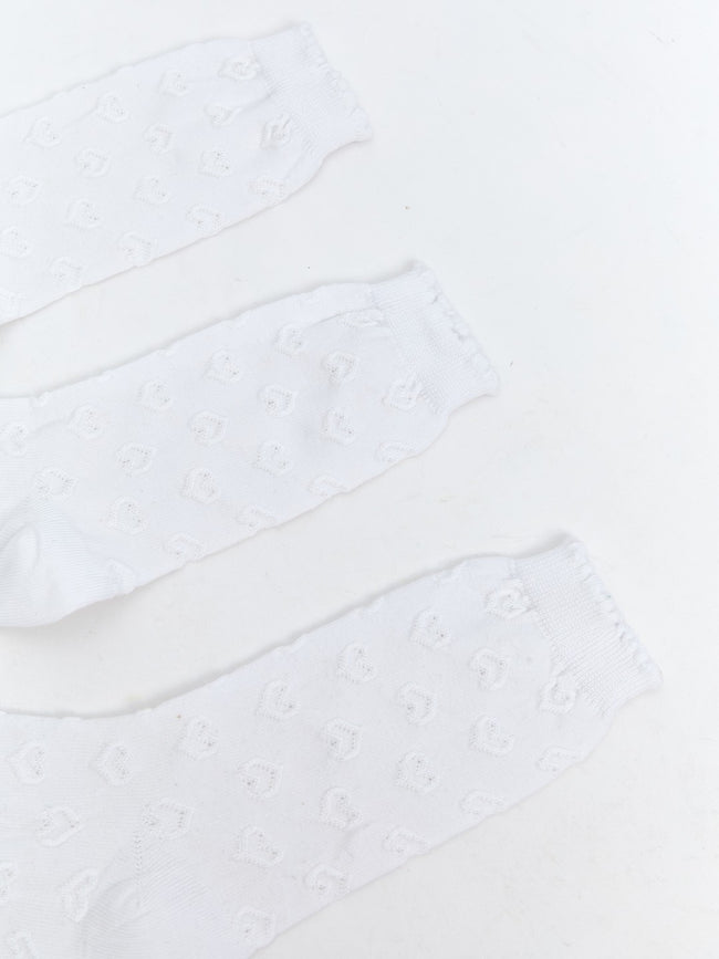 LCW Eco White Patterned Girls Ankle Socks 3-Pack Main Image