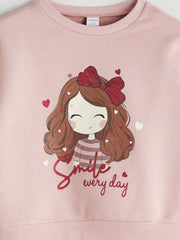 LCW Kids Pink Crew Neck Girls Sweatshirt 2-Pack