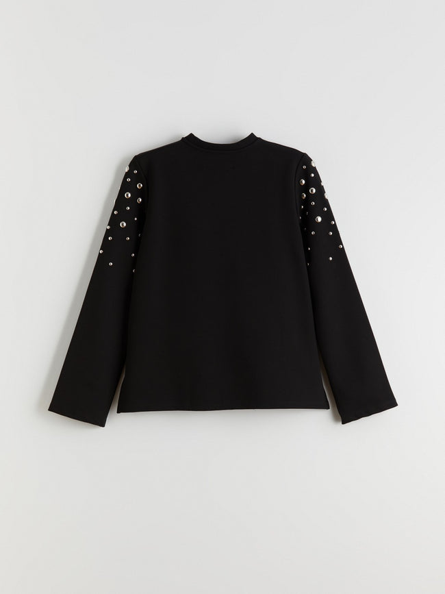 Raşit Bağzibağli X Lc Waikiki Black Stand Collar Metal Applique Women Sweatshirt Tunic Main Image