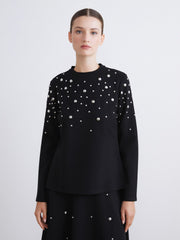 Raşit Bağzibağli X Lc Waikiki Black Stand Collar Metal Applique Women Sweatshirt Tunic