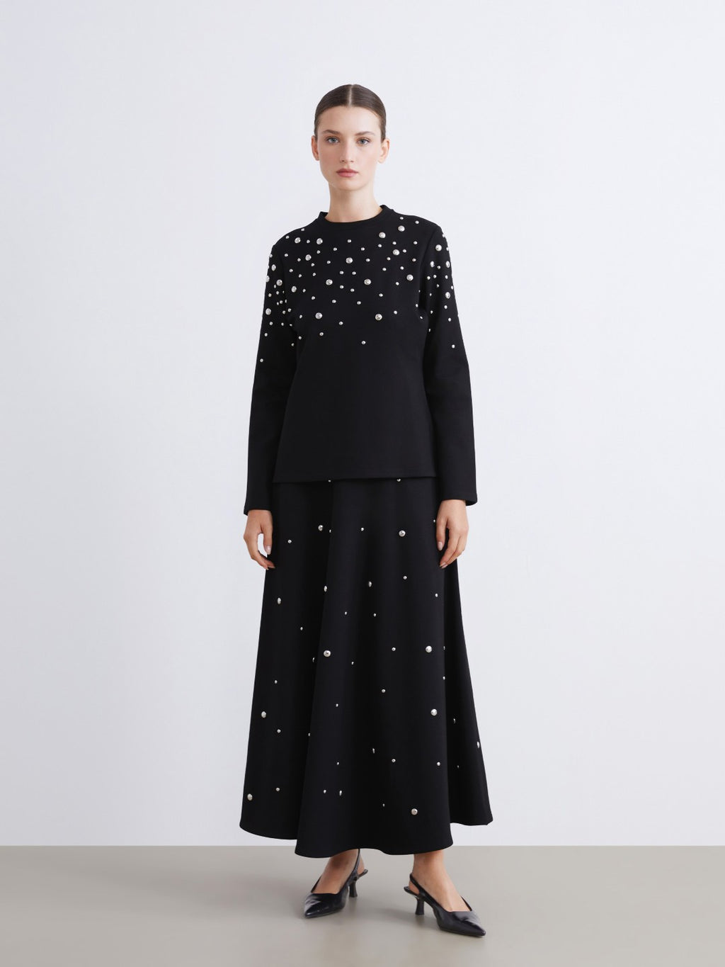 Raşit Bağzibağli X Lc Waikiki Black Stand Collar Metal Applique Women Sweatshirt Tunic