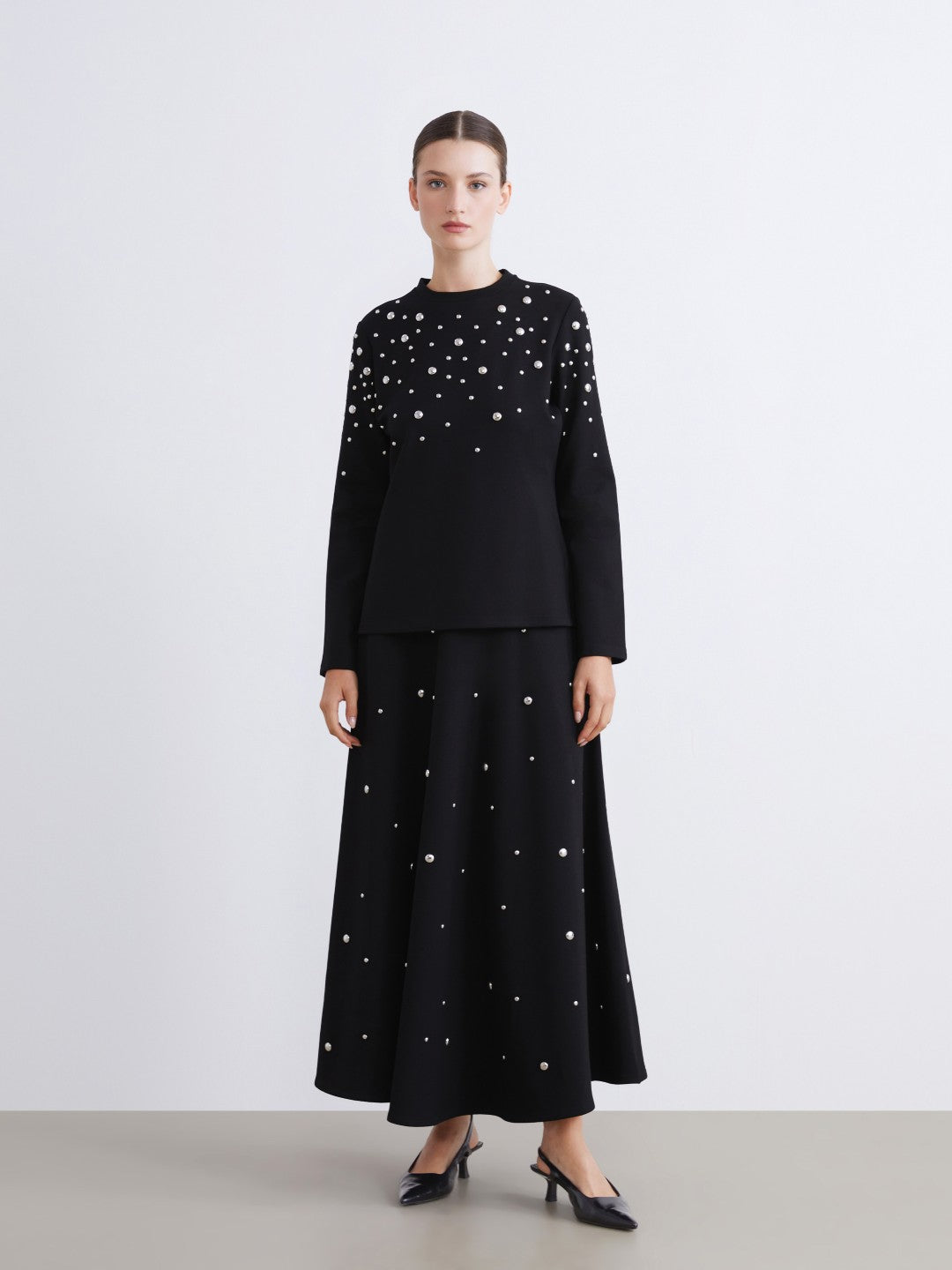 Raşit Bağzibağli X Lc Waikiki Black Stand Collar Metal Applique Women Sweatshirt Tunic