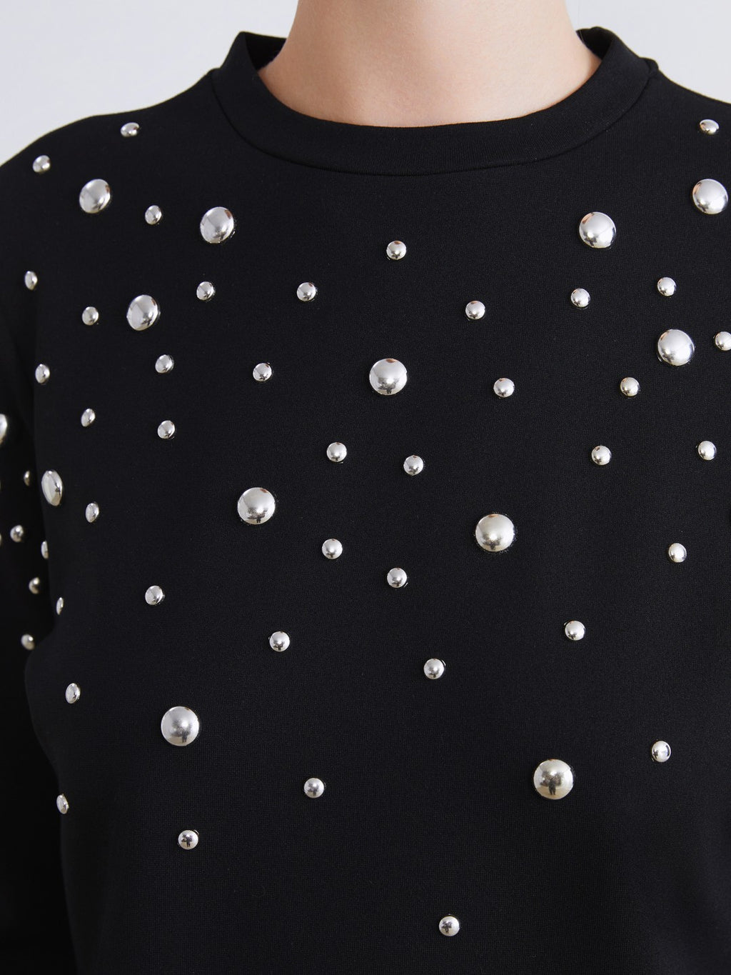 Raşit Bağzibağli X Lc Waikiki Black Stand Collar Metal Applique Women Sweatshirt Tunic