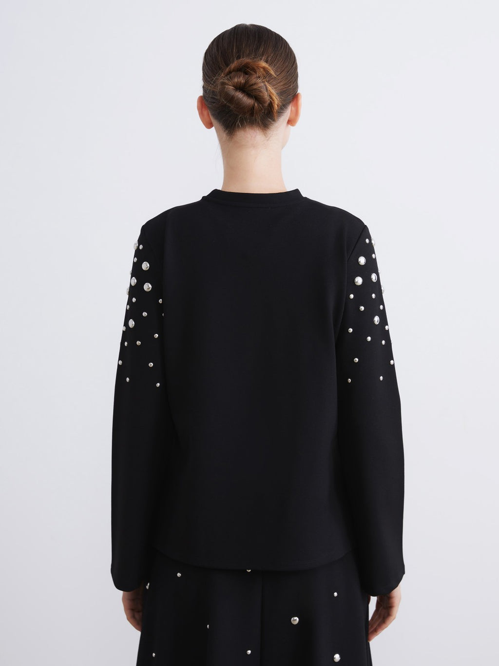 Raşit Bağzibağli X Lc Waikiki Black Stand Collar Metal Applique Women Sweatshirt Tunic