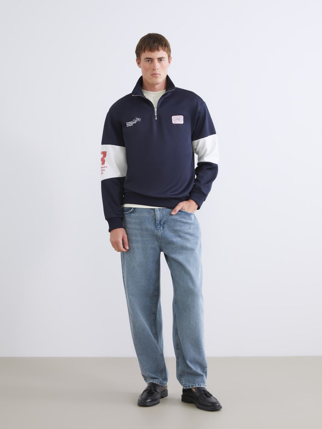 Xside Funnel Neck Printed Men Sweatshirt