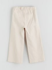 LCW Kids Ecru Elastic Waist Floral GirlS Trousers