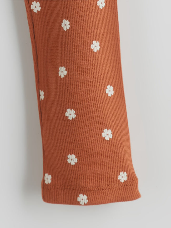 LCW Kids Brown Elastic Waist Floral Girls Leggings Main Image