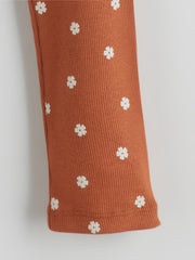 LCW Kids Brown Elastic Waist Floral Girls Leggings