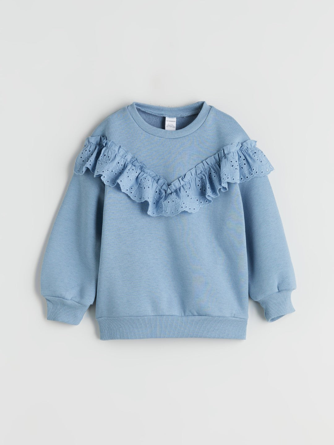 LCW Kids Blue Crew Neck Ruffle Girls Sweatshirt