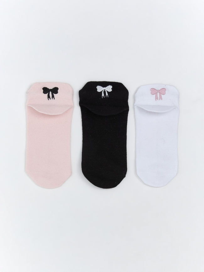 LCW Kids Ecru Bow Embroidered Girls Booties Socks 5-Pack Main Image