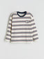 LCW Kids Beige Crew Neck Striped Long Sleeve BoyS T-Shirt