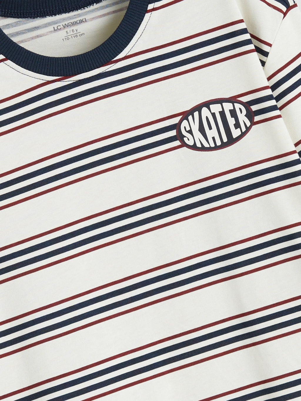 LCW Kids Beige Crew Neck Striped Long Sleeve BoyS T-Shirt