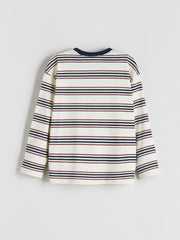 LCW Kids Beige Crew Neck Striped Long Sleeve BoyS T-Shirt