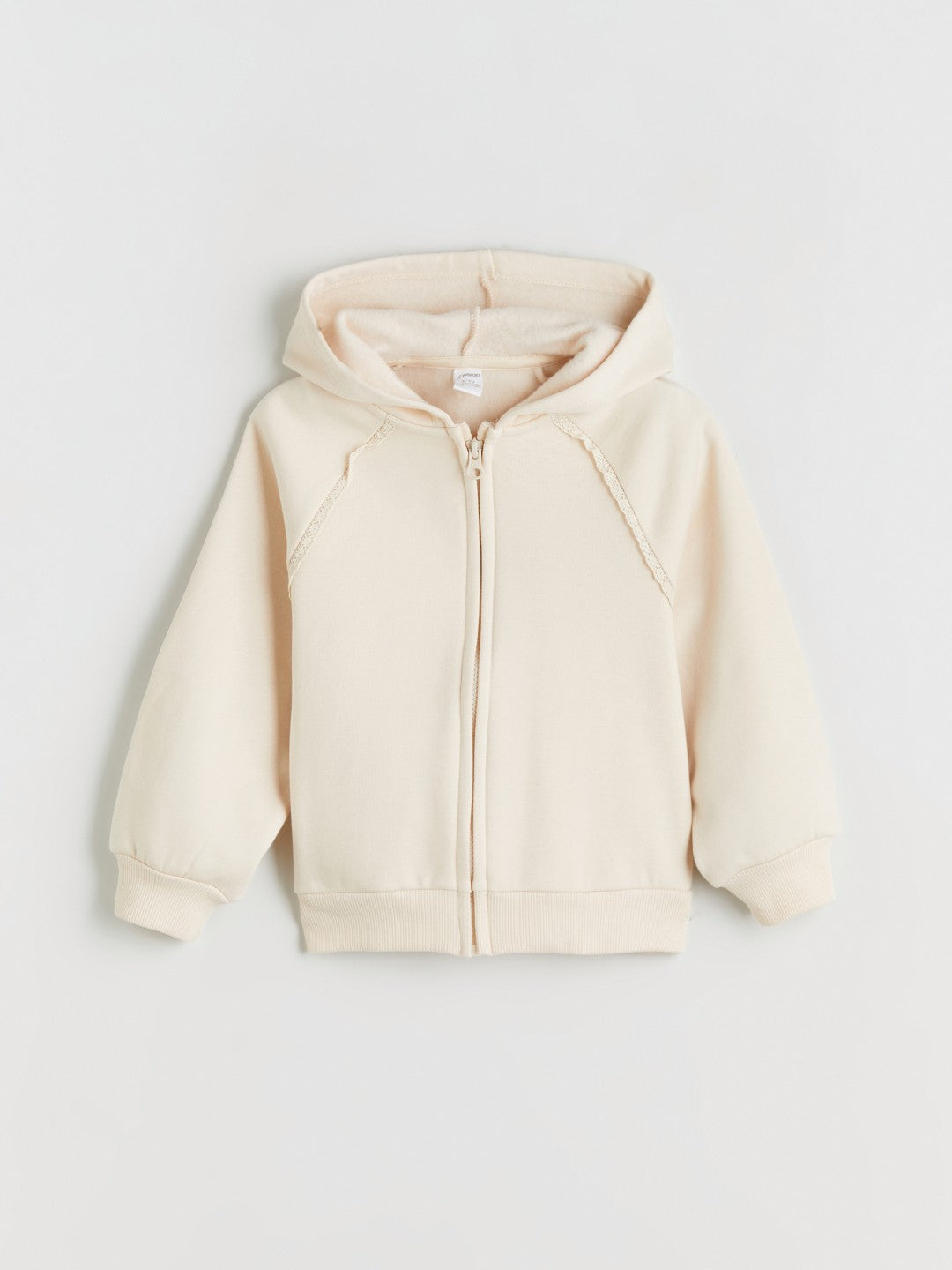 LCW Kids Beige Hooded Girls Zippered Sweatshirt
