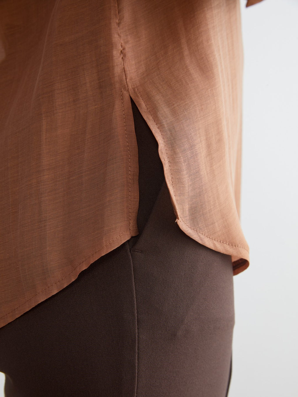 LCW Classic Beige Plus Size Double Breasted Collar Women Shirt Tunic