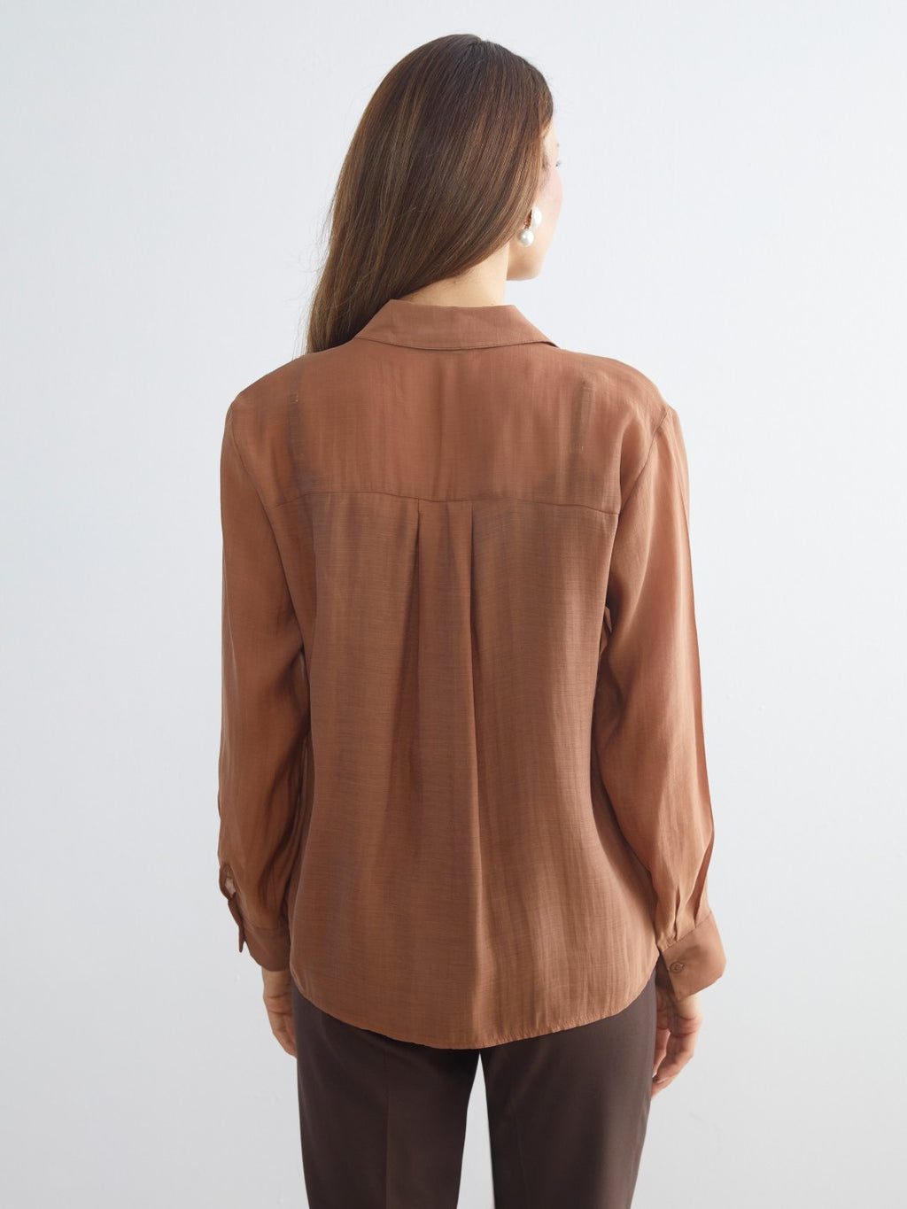 LCW Classic Beige Plus Size Double Breasted Collar Women Shirt Tunic