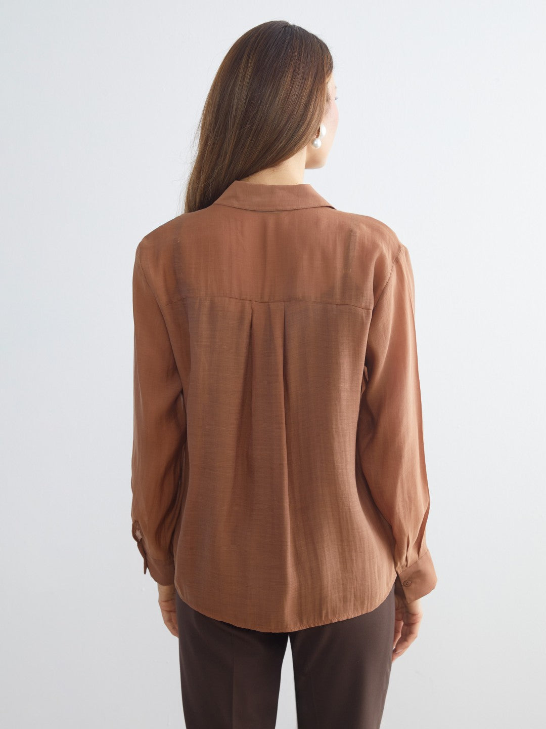 LCW Classic Beige Plus Size Double Breasted Collar Women Shirt Tunic