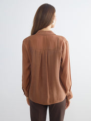 LCW Classic Beige Plus Size Double Breasted Collar Women Shirt Tunic