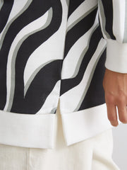 LCW Modest Black Plus Size Crew Neck Patterned Women Sweatshirt Tunic