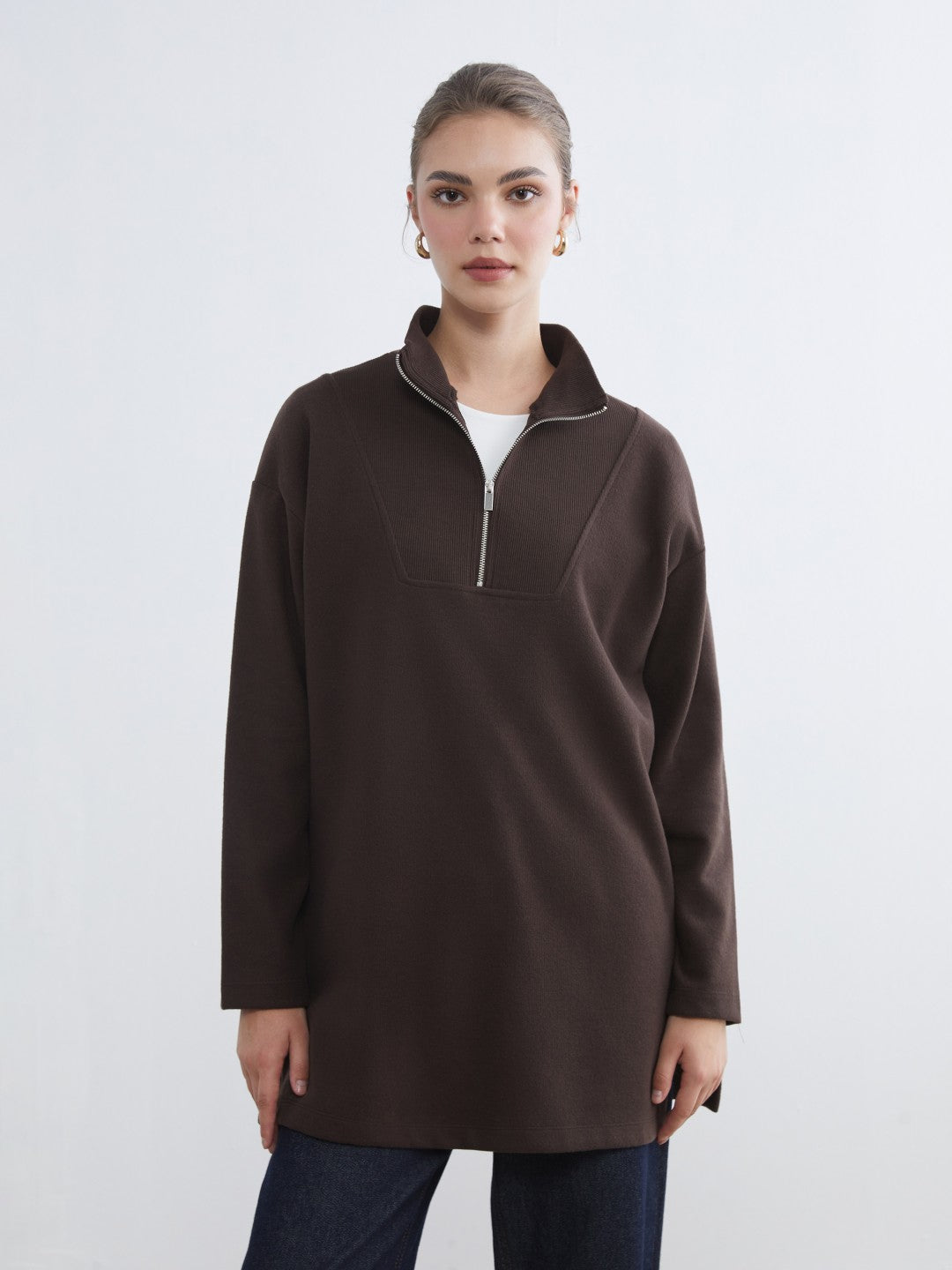 LCW Modest Funnel Neck Women Sweatshirt Tunic