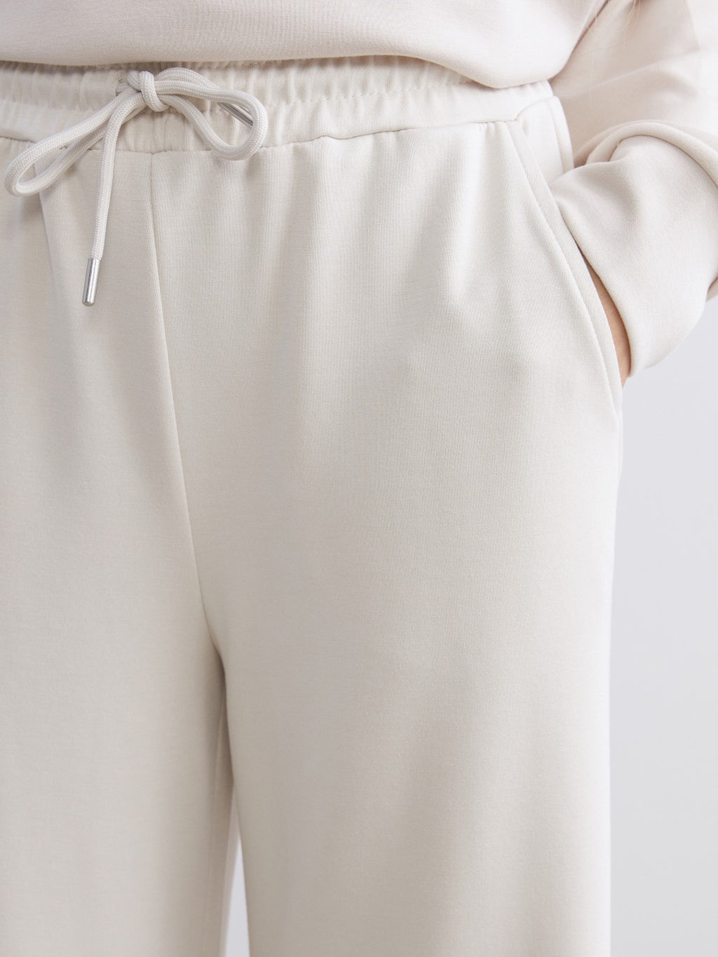 Xside Beige Elastic Waist Wide Leg Women Tracksuit Bottoms