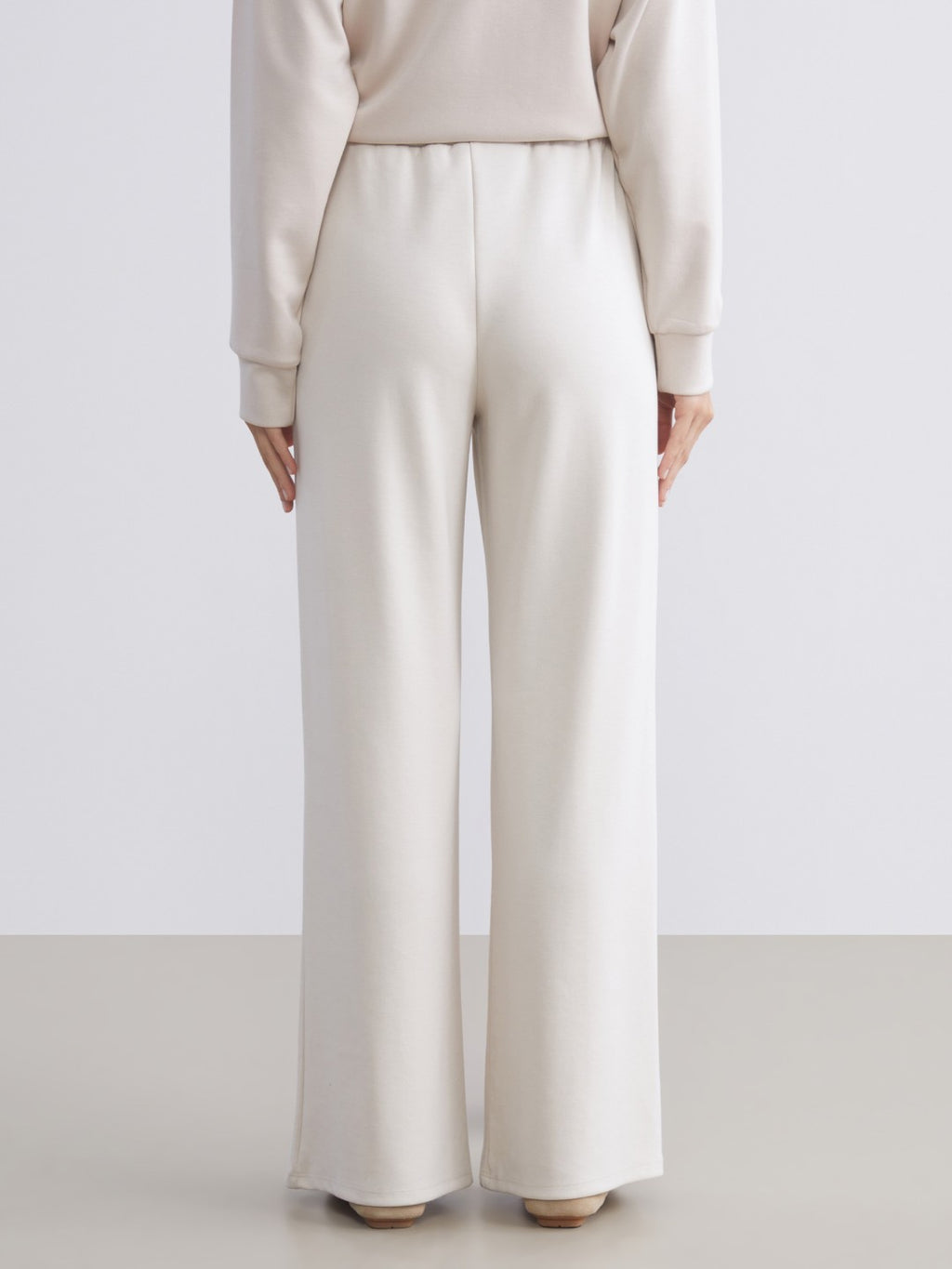 Xside Beige Elastic Waist Wide Leg Women Tracksuit Bottoms