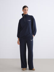 LCW Modest Navy Blue Elastic Waist Embroidered Women Tracksuit Bottoms