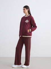 LCW Modest Burgundy Elastic Waist Women Tracksuit Bottoms