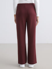 LCW Modest Burgundy Elastic Waist Women Tracksuit Bottoms