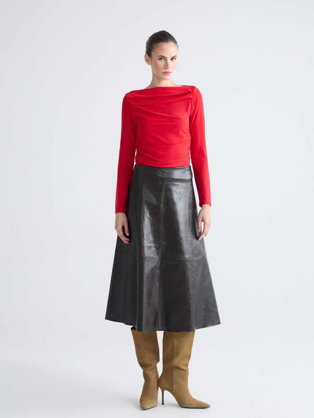 LCW Vision Slash Neck Ruched Blouse