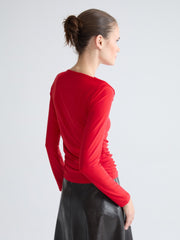 LCW Vision Slash Neck Ruched Blouse