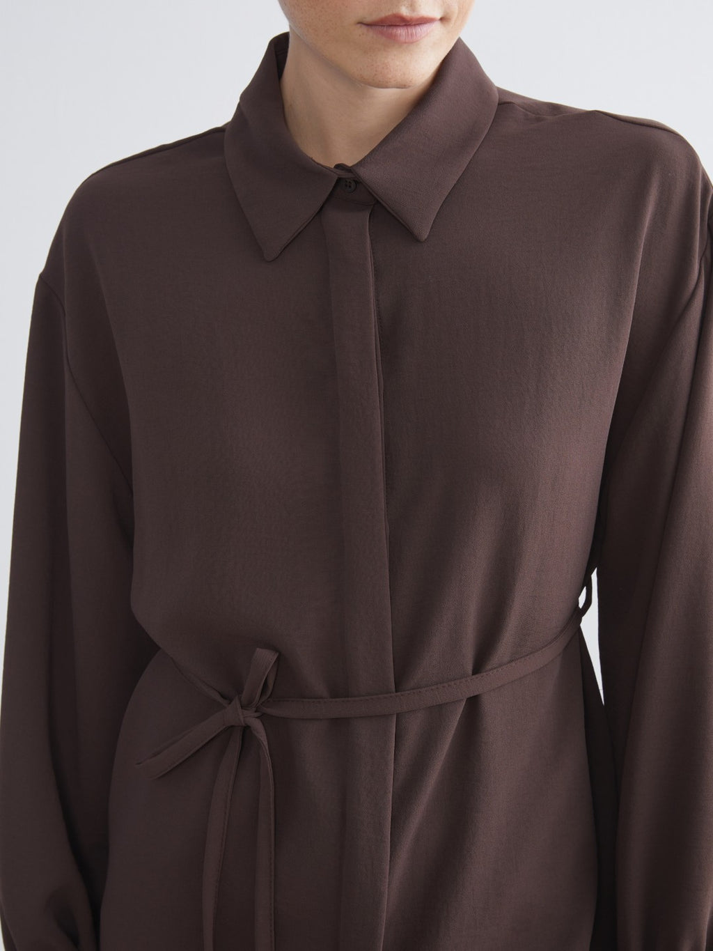 LCW Modest Brown Oversize Women Shirt Tunic