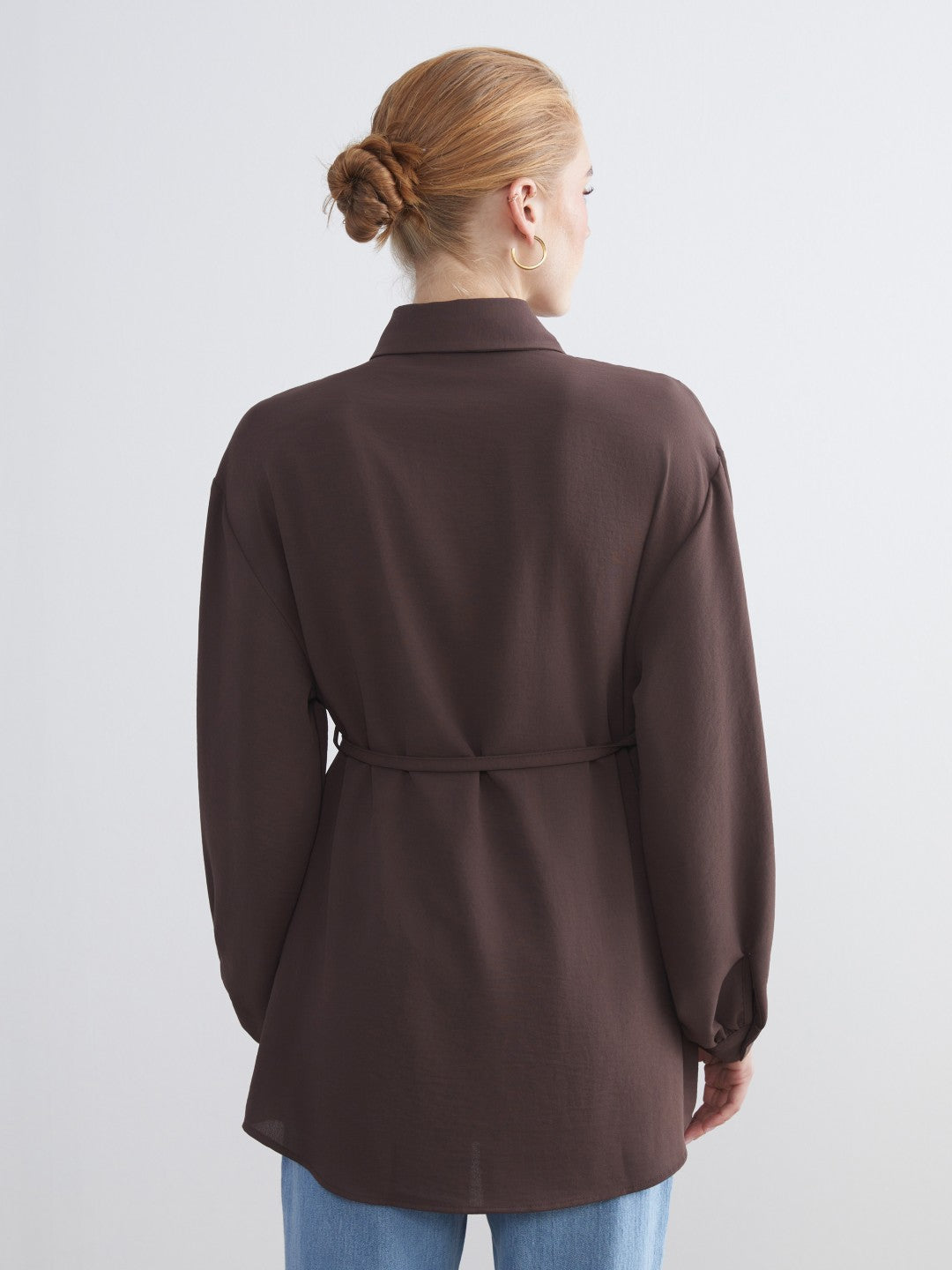 LCW Modest Brown Oversize Women Shirt Tunic
