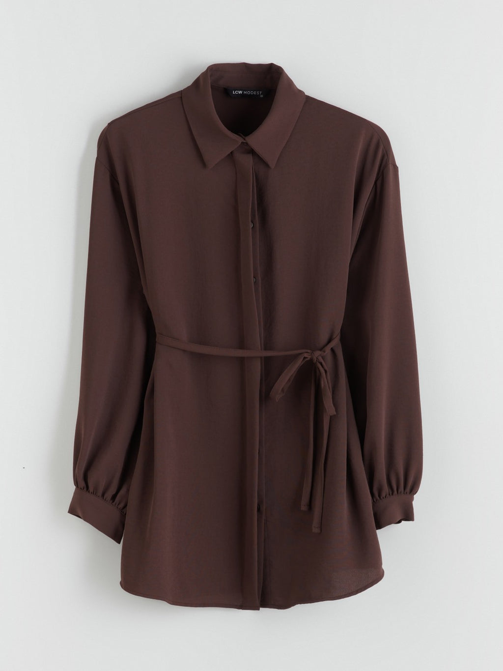 LCW Modest Brown Oversize Women Shirt Tunic