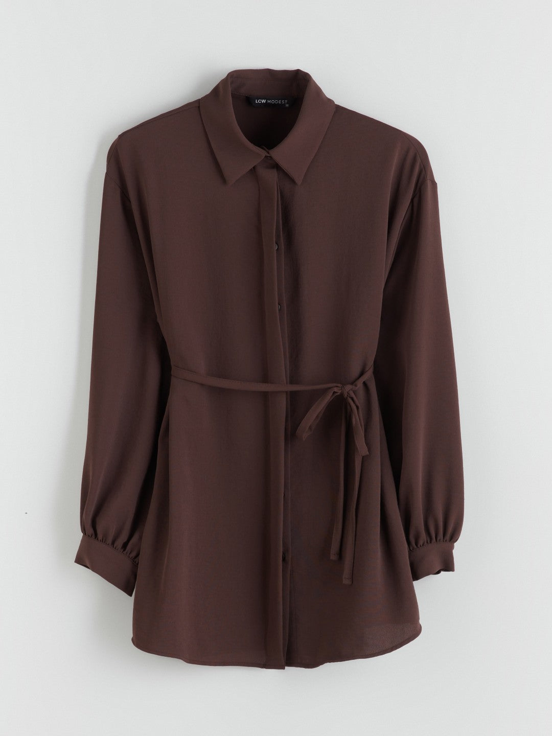 LCW Modest Brown Oversize Women Shirt Tunic