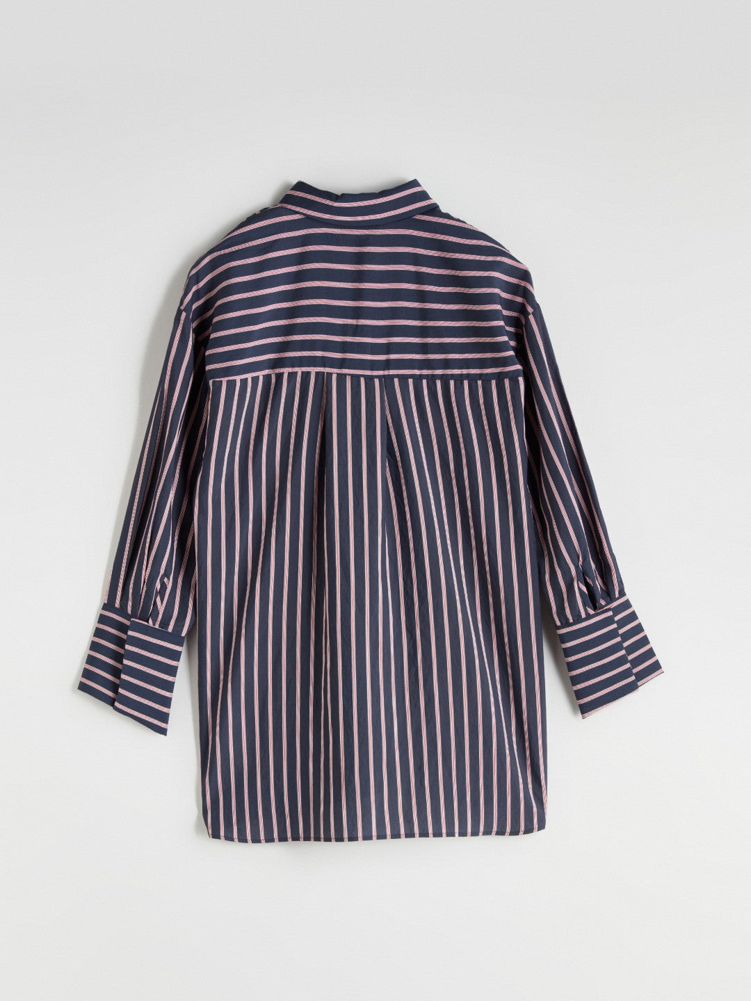 LCW Modest Navy Blue Striped Oversize Women Shirt Tunic