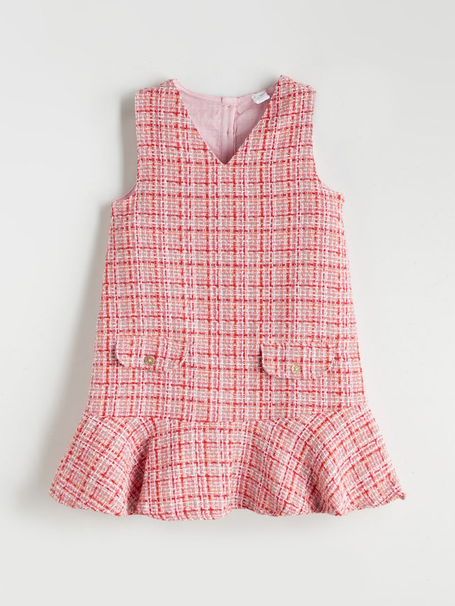 LCW Kids Pink V-Neck Girl Dress And Tights Main Image